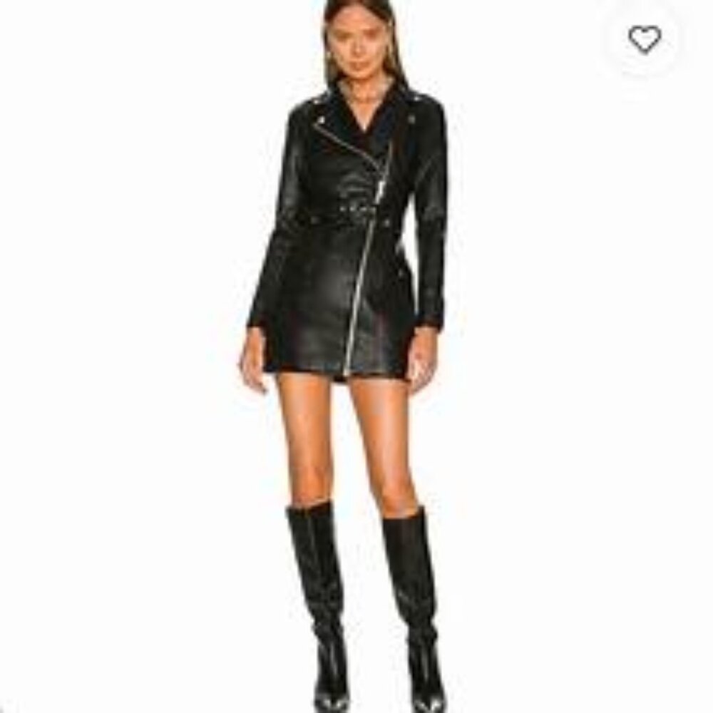 NBD FAUX LEATHER MOTO BIKER DRESS